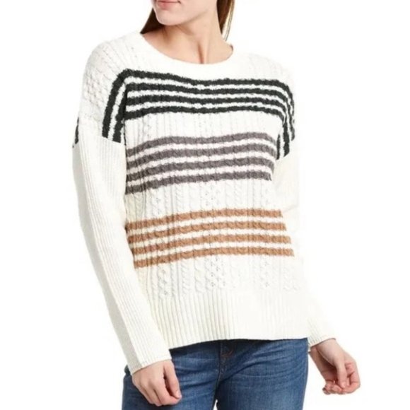 BCBGMAXAZRIA Colorblock Stripe Crew Neck Sweater - Picture 1 of 3